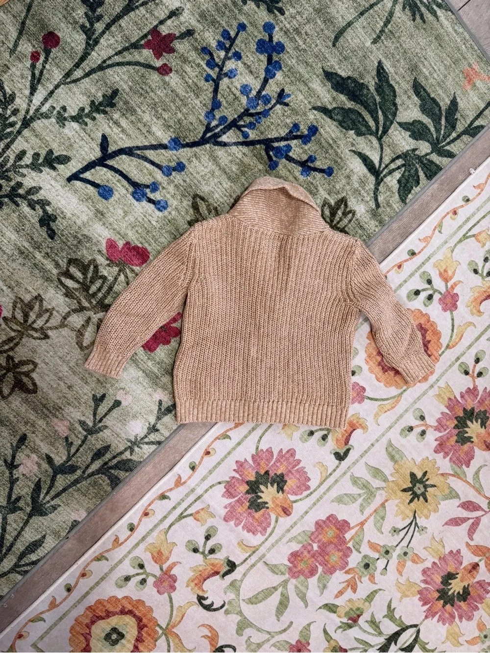 New OshKosh B'gosh Shawl Collar Knit Cardigan in Camel Brown 9 Months Baby Boy